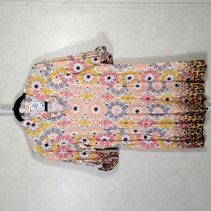 5158 Ivy Jane floral and cheetah cotton tunic dress S
